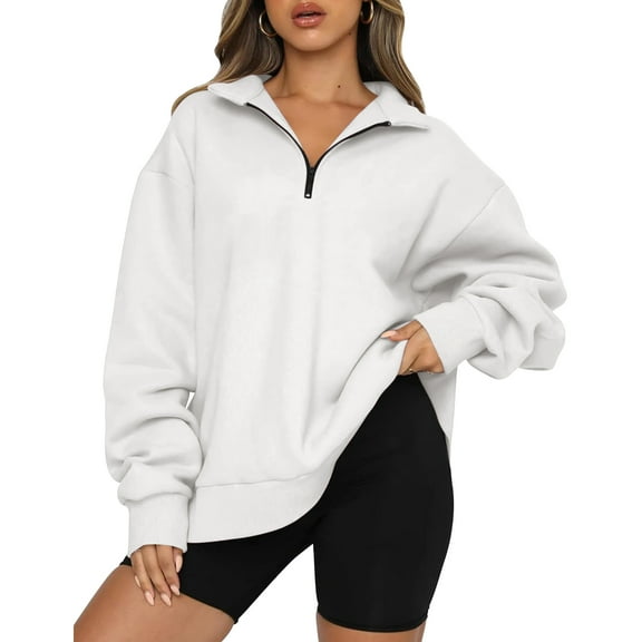 FIOPHY Womens Oversized Half Zip Sweatshirts Long Sleeve Pullover Sweatshirt Casual Fall Clothes