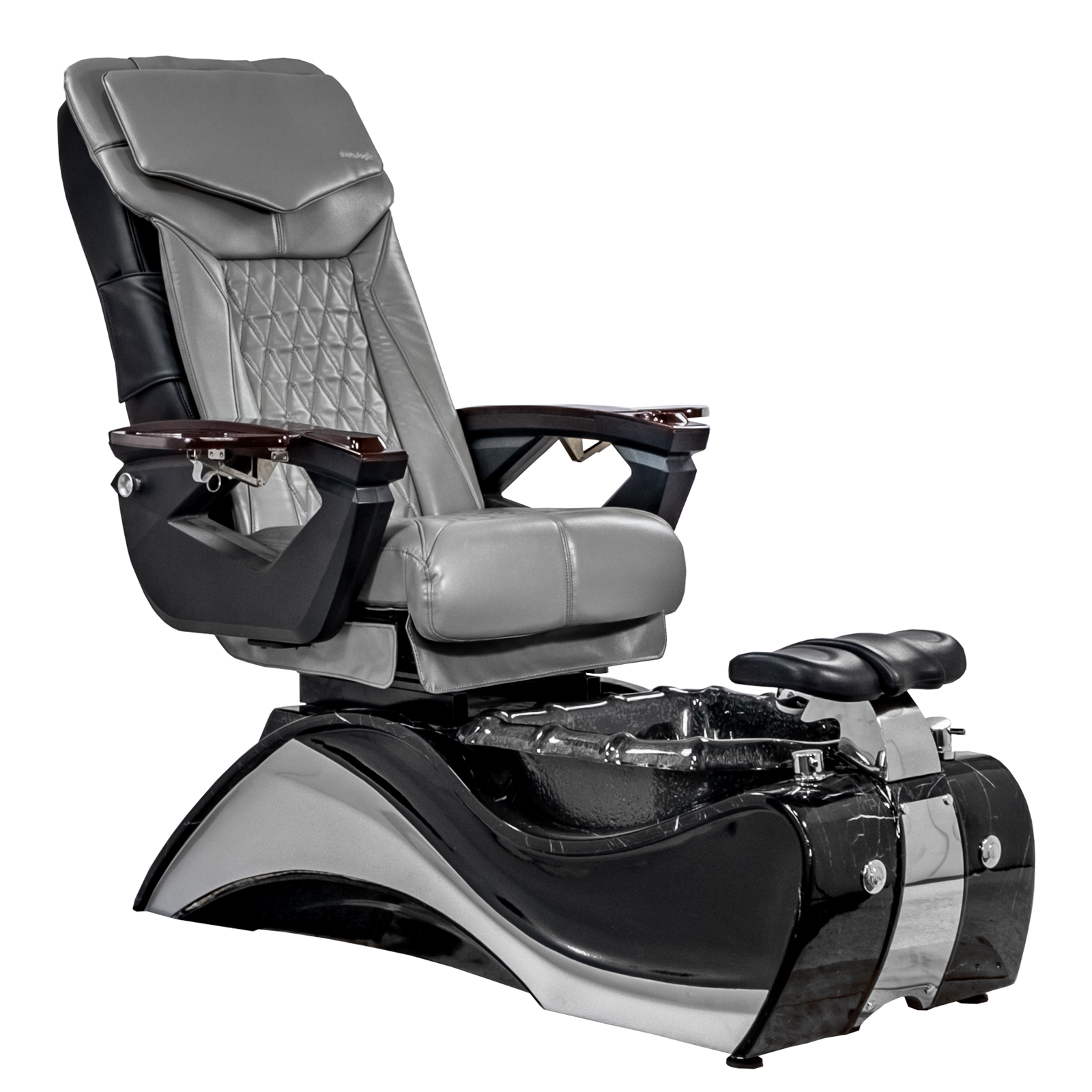 FIOR Shiatsulogic Pedicure Chair 18-LX with Discharge Pump Stylish Pedicure Tub with Pipe-Less Magnetic Jet, Black with Marble Trim, Grey Coverset