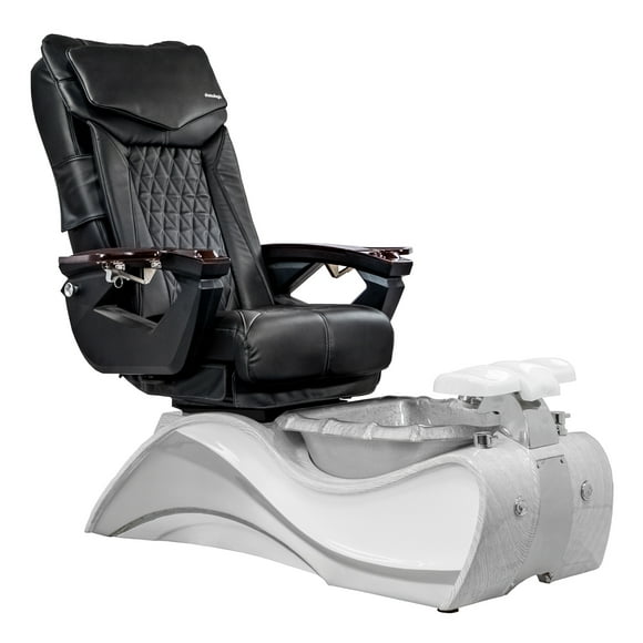 FIOR Shiatsulogic Pedicure Chair 18-LX with Discharge Pump Stylish Pedicure Tub with Pipe-Less Magnetic Jet, White/Grey Oak Trim, Black Coverset