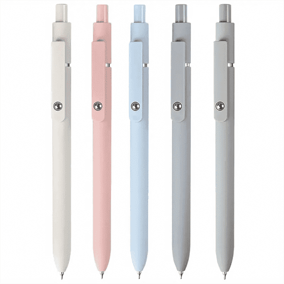 FIOVER 5PCS Retractable Gel Ink Pens 0.5mm No Smear & Smudge Black Ink Pen