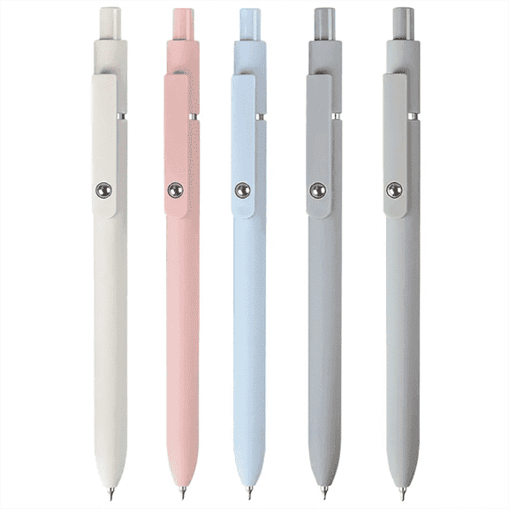 FIOVER 5PCS Retractable Gel Ink Pens 0.5mm No Smear & Smudge Black Ink Pen