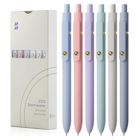 FIOVER 6PCS Retractable Gel Ink Pens 0.7mm No Smear & Smudge Black Ink Pen