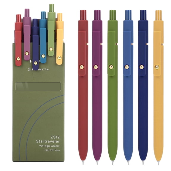 FIOVER 6PCS Retractable Gel Ink Pens 0.7mm No Smear & Smudge Black Ink Pen