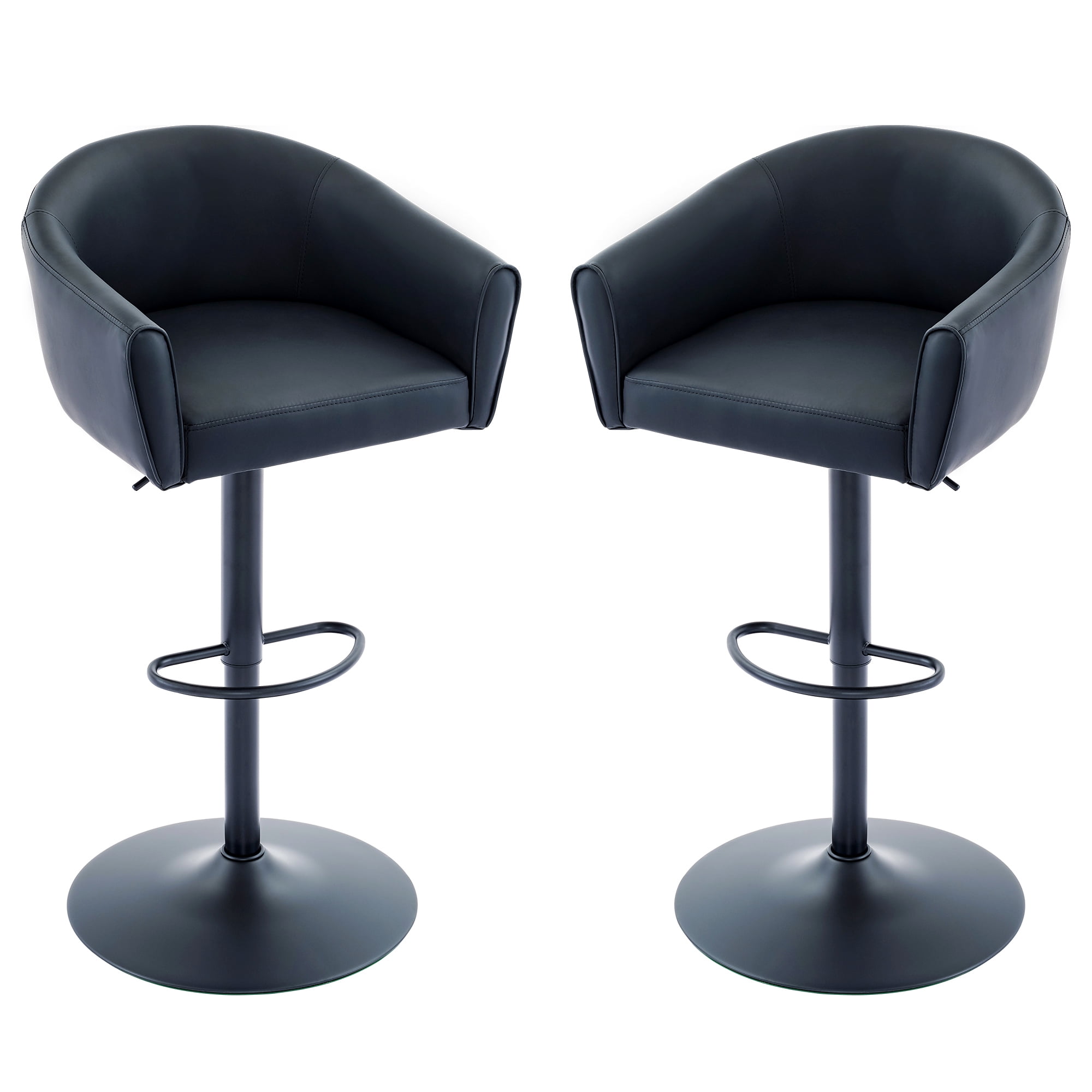FIRAVOE Bar Stools with Back Set of 2 (19.7" Large Base) Swivel Counter