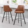 thumbnail image 1 of FIRAVOE Bar Stools Set of 2, 30" Swivel Bar Height Bar Stools with High Back, Faux Leather Bar Chairs Brown Barstools for Kitchen Island, 1 of 11