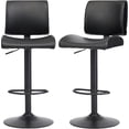 thumbnail image 1 of FIRAVOE Bar Stools Set of 2 with Back, Ergonomic Curved Swivel Bar Stools, Adjustable Faux Leather Bar Stools 25"-34", Modern Bar Height Barstools Bar Chairs for Kitchen Island, Black, 1 of 10
