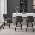 thumbnail image 1 of FIRAVOE Bar Stools Set of 3, 26" Swivel Barstools Counter Height Bar Stools with High Back, Linen Bar Chairs Counter Stools for Kitchen Island, Gray, 1 of 11