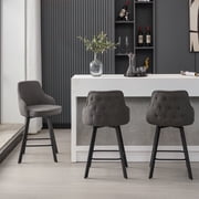 FIRAVOE Bar Stools Set of 3, 26" Swivel Barstools Counter Height Bar Stools with High Back, Linen Bar Chairs Counter Stools for Kitchen Island, Gray
