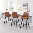 thumbnail image 1 of FIRAVOE Bar Stools Set of 3, 30" Swivel Bar Stools with High Back Bar Height Barstools, Faux Leather Bar Chairs for Kitchen Island, Brown, 1 of 11