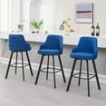 thumbnail image 1 of FIRAVOE Bar Stools Set of 3, 30" Swivel Bar Height Bar Stools with High Back, Linen Kitchen Barstools Bar Height for Kitchen Island (Blue, 3PCS 30" Bar Stools), 1 of 5