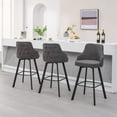 thumbnail image 1 of FIRAVOE Bar Stools Set of 3, 30" Swivel Bar Stools with High Back Bar Height Barstools, Linen Bar Chairs for Kitchen Island, Gray, 1 of 11