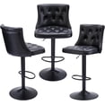thumbnail image 1 of FIRAVOE Bar Stools Set of 3, Adjustable Swivel Bar Stools with Backs (19.5" Wide Seat) Faux Leather Counter Height Barstools Counter Stools Kitchen Island Bar Chairs, Black, 1 of 10