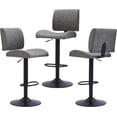 thumbnail image 1 of FIRAVOE Bar Stools Set of 3, Swivel Bar Stools with Backs, Faux Leather Adjustable Bar Stools 25"-34" Height, Modern Counter Height Barstools Bar Chairs for Kitchen Island, Gray, 1 of 10