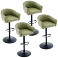 thumbnail image 1 of FIRAVOE Bar Stools Set of 4 (19.7" Large Base) Swivel Bar Stools with Back & Arms (24"-34" Height) Adjustable Faux Leather Barstools Bar Chairs for Kitchen Island, Green, 1 of 10