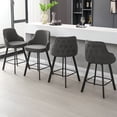 thumbnail image 1 of FIRAVOE Bar Stools Set of 4, 26" Swivel Counter Height Bar Stools with High Back, Linen Bar Chairs Barstools Counter Stools for Kitchen Island, Gray, 1 of 11