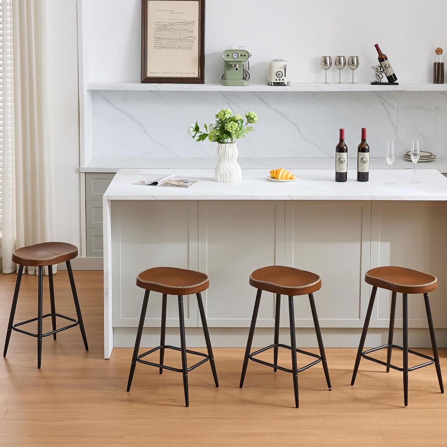 FIRAVOE Bar Stools Set of 4, Modern 24 inch Counter Height Stools ...