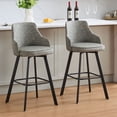 thumbnail image 1 of FIRAVOE Bar Stools Set of 2, 30" Swivel Bar Height Bar Stools with High Back, Faux Leather Bar Chairs Gray Barstools for Kitchen Island, 1 of 11