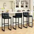 thumbnail image 1 of FIRAVOE Bar Stools Set of 3, PU Leather Tall Bar Stools (Low Back)(Thickened Frame) 30" Modern Barstools Bar Chairs for Kitchen Island, Black, 1 of 9