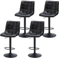 thumbnail image 1 of FIRAVOE Bar Stools Set of 4 (High Back)(24"-33" Adjustable) Counter Height Bar Stools, Modern Swivel Barstools Bar Chairs for Kitchen Island, Black, 1 of 9
