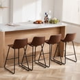 thumbnail image 1 of FIRAVOE Bar Stools with Back Set of 4, Brown Leather Barstools Counter Stools for Kitchen Island, 1 of 12