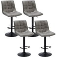 thumbnail image 1 of FIRAVOE Counter Height Bar Stools Set of 4 (High Back) Adjustable Height Swivel Barstools, Faux Leather Bar Chairs for Kitchen Island, Gray, 1 of 9