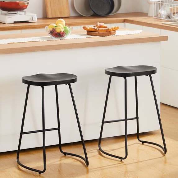 FIRAVOE Bar Stools Set of 2 (Backless Wooden) 26 Inch Counter Height Bar Stools Backless Barstools for Kitchen Island
