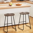 thumbnail image 1 of FIRAVOE Counter Height Bar Stools (Saddle Seat Backless) Barstools Set of 2, 26" Rustic Wooden Counter Stools Kitchen Stools, 1 of 10