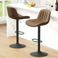 thumbnail image 1 of FIRAVOE Swivel Bar Stools Set of 2 (Adjustable Height 25"-33") Counter Height Bar Stools with Back, Modern Faux Leather Barstools for Kitchen Island, Tan, 1 of 9