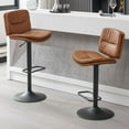thumbnail image 1 of FIRAVOE Bar Stools with Back Sets of 2, Adjustable Swivel Counter Height Bar Stools (Double-Layer Upholstered), Modern PU Leather Bar Chair for Kitchen Island, Brown, 1 of 8