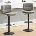 thumbnail image 1 of FIRAVOE Swivel Bar Stools Set of 2, Double-Layer Upholstered Counter Height Bar Stools with Back, PU Leather Height Adjustable Barstools for Kitchen Island, Gray, 1 of 6