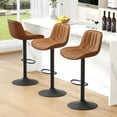 thumbnail image 1 of FIRAVOE Swivel Bar Stools Set of 3 (Adjustable Height 25"-33") Counter Height Bar Stools with Back, Modern Faux Leather Barstools for Kitchen Island, Brown, 1 of 9