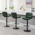 thumbnail image 1 of FIRAVOE Swivel Bar Stools Set of 3, Double-Layer Upholstered Swivel Bar Stools (Adjustable Height 24"-32"), PU Leather Modern Barstools with Back for Kitchen Island, Green, 1 of 8