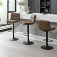 thumbnail image 1 of FIRAVOE Bar Stools with Back Sets of 3, Double-Layer Upholstered Adjustable Swivel Bar Stools (24"-32") PU Leather Bar Height Bar Stools Bar Chair for Kitchen Island, Tan, 1 of 10