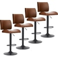 thumbnail image 1 of FIRAVOE Swivel Bar Stools Set of 4, Counter Height Bar Stools with Backs, Adjustable Ergonomic Bar Stools, Modern Faux Leather Barstools Bar Chairs Stools for Kitchen Island, Brown, 1 of 9