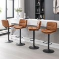 thumbnail image 1 of FIRAVOE Bar Stools Set of 4, Adjustable Swivel Bar Stools with Back, PU Leather Bar Height Bar Stools Double-Layer Upholstered Barstools Bar Chairs for Kitchen Island, Brown, 1 of 10