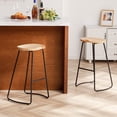 thumbnail image 1 of FIRAVOE Bar Stools Set of 2 (Solid Wood Saddle Seat) 30 Inch Bar Height Bar Stools Backless Barstools for Kitchen Island, 1 of 10