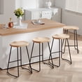 thumbnail image 1 of FIRAVOE Counter Height Bar Stools (Saddle Seat Backless) Barstools Set of 4, 26" Rustic Wooden Counter Stools Kitchen Stools, 1 of 10