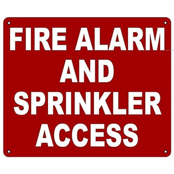 FIRE ALARM AND SPRINKLER ACCESS SIGN (Aluminium Reflective , RED 10x12)