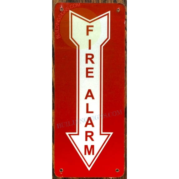 FIRE Alarm Arrow Down Sign (RED, Reflective, Aluminium 4X12,Rust Free) (ref-2201)