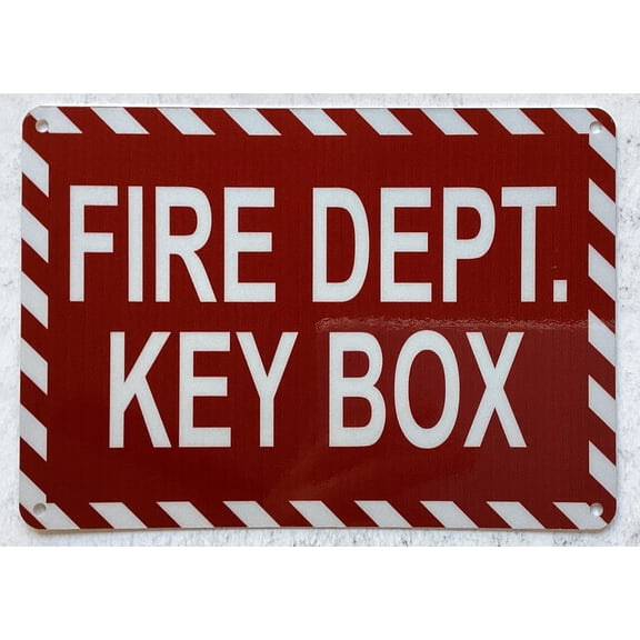 FIRE DEPT KEY BOX SIGN/FIRE DEPARTMENT KEY BOX SIGN (RED,REFLECTIVE, ALUMINIUM, SIZE 5X7 INCH, RUST FREE)-ZEBRA LINE
