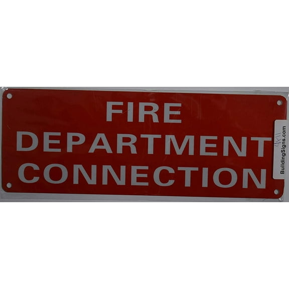 FIRE Department Connection Sign (Aluminium Reflective, RED 6X12)