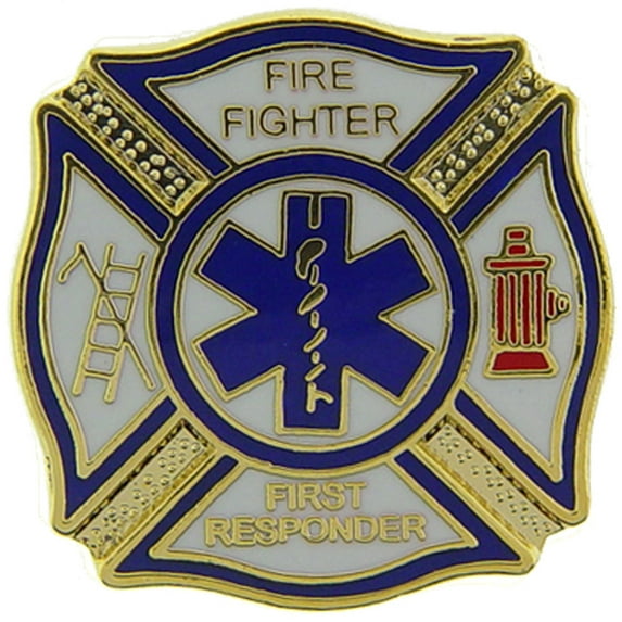 FIRE & EMS, Fire Fighter First Responder - Officially Licensed Original Artwork, Enamel Lapel Pin-1"