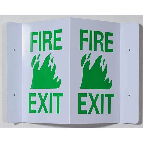 FIRE EXIT 3D Projection Sign/FIRE EXIT Sign (White/RED,Plastic,5.5x9)-Les Deux cotes line (ref-2201)