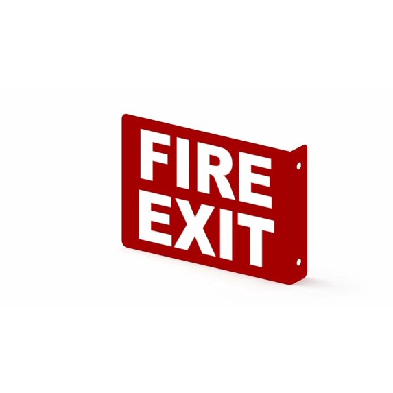 FIRE EXIT Projection Sign- FIRE EXIT 3D Sign (RED, Aluminium, 7X10, 90D ...