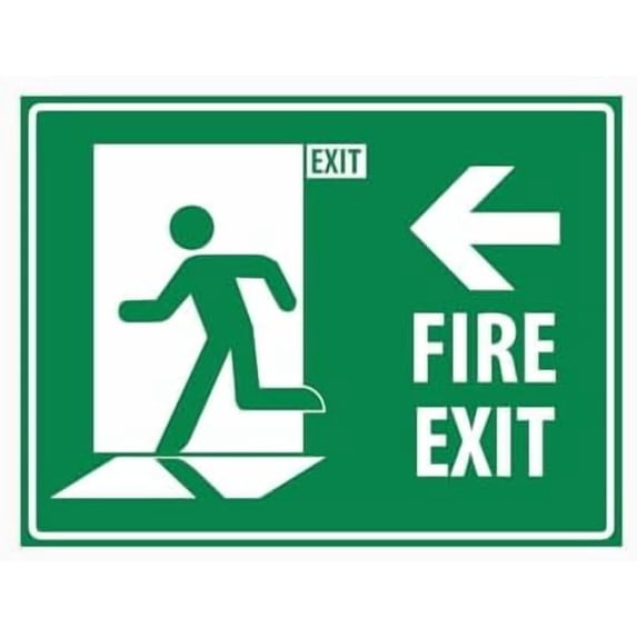 FIRE EXIT SIGN - Left Arrow Workplace Signs Metal Tin Sign 8 x 12 inch