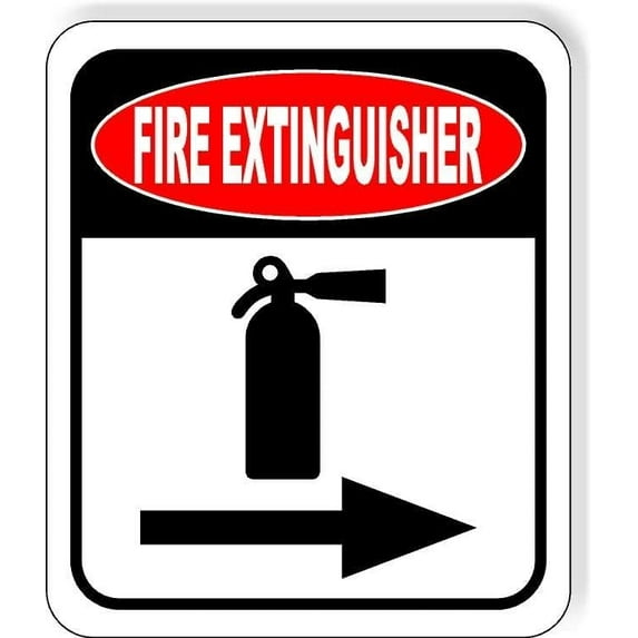 FIRE EXTINGUISHER RED RIGHT ARROW Aluminum Composite Sign, 8.5"x10"