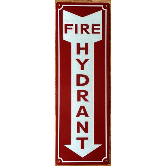 FIRE HYDRANT SIGN (RED BACKROUND,REFLECTIVE, ALUMINIUM-RUST FREE, SIZE 4X12 INCH)