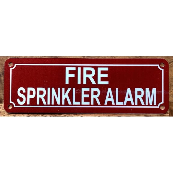 FIRE SPRINKLER ALARM SIGN (RED,REFLECTIVE, ALUMINIUM, SIZE 2X6 INCH, RUST FREE)