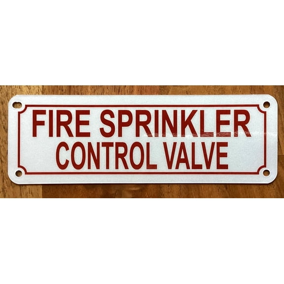 FIRE SPRINKLER CONTROL VALVE SIGN (WHITE,REFLECTIVE, ALUMINIUM-RUST FREE, SIZE 2X6 INCH)