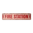thumbnail image 1 of FIRE STATION Vintage Aluminum Street Sign firefighter house fireman trucks cook rustic metal tin | Indoor/Outdoor |  18" Wide, 1 of 4